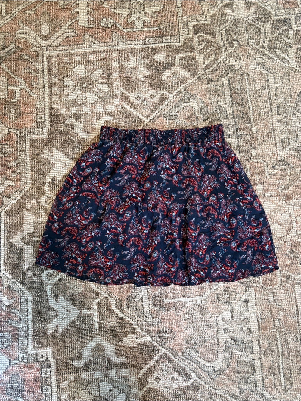 Garnet Hill Paisley Crepe Mini Skirt